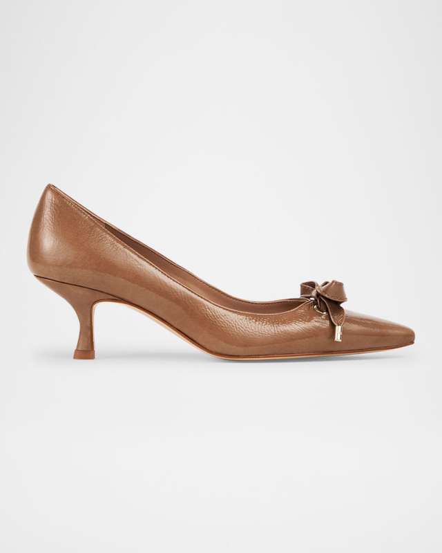 Alma Patent Bow Kitten Pumps